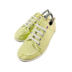Vionic Beach Pismo Womens 7.5 Slip On Sneakers Lime Green Frayed Canvas Shoes
